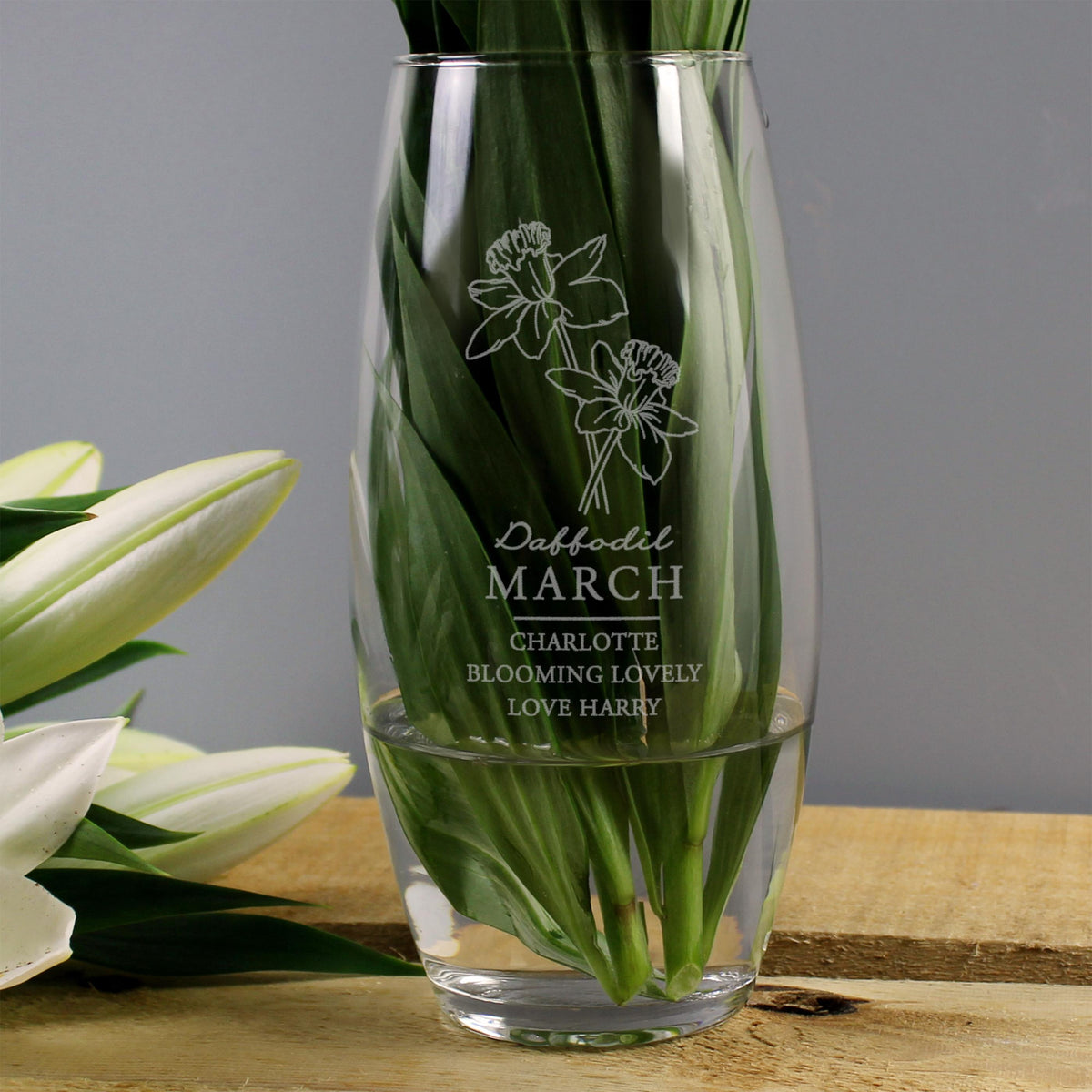 Personalised March Birth Flower Bullet Vase – alternative view