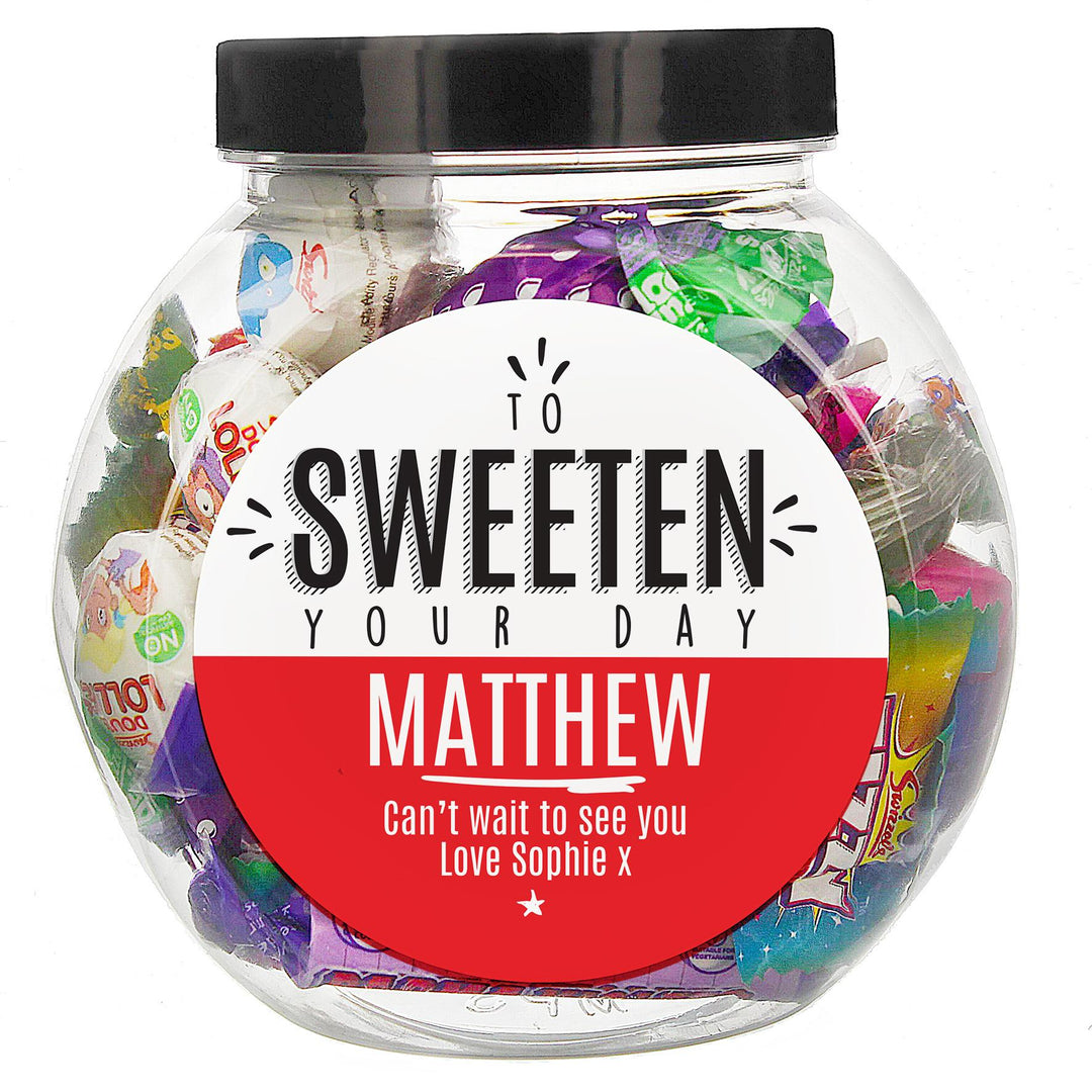 Personalised To Sweeten Your Day Sweet Jar, The Personal Shop, personalised gifts