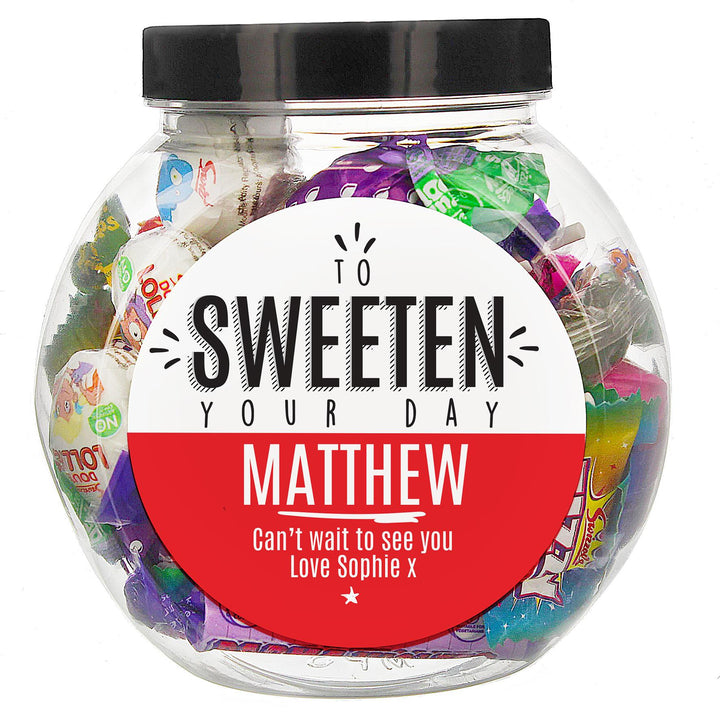 Personalised To Sweeten Your Day Sweet Jar, The Personal Shop, personalised gifts