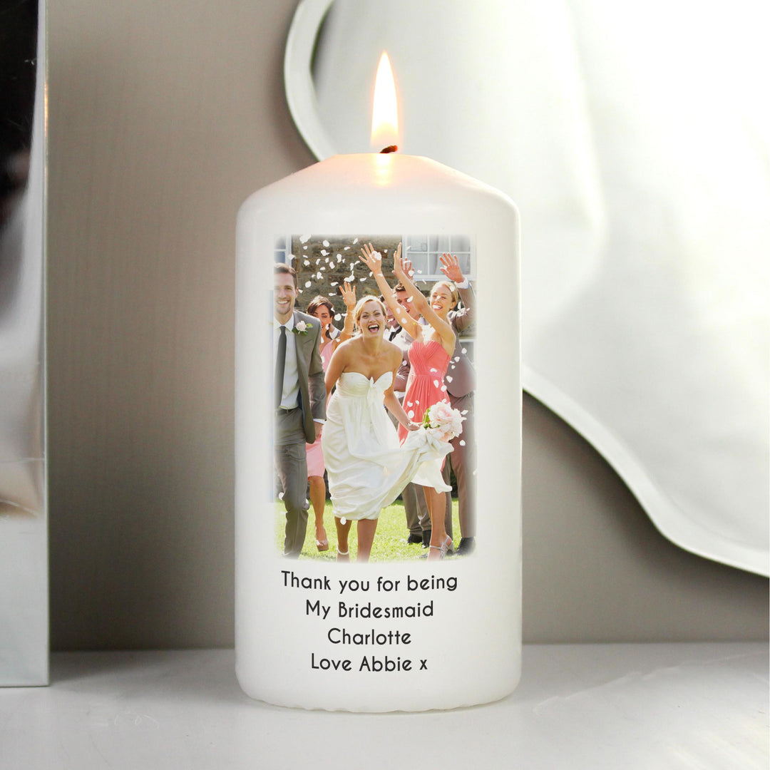 Personalised Photo Upload Pillar Candle – alternative view