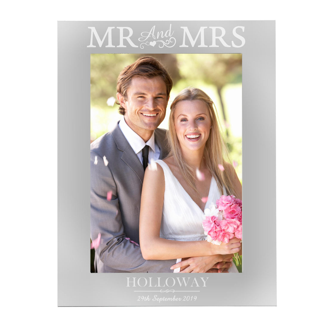 Personalised Mr &amp; Mrs 5x7 Silver Photo Frame – alternative view
