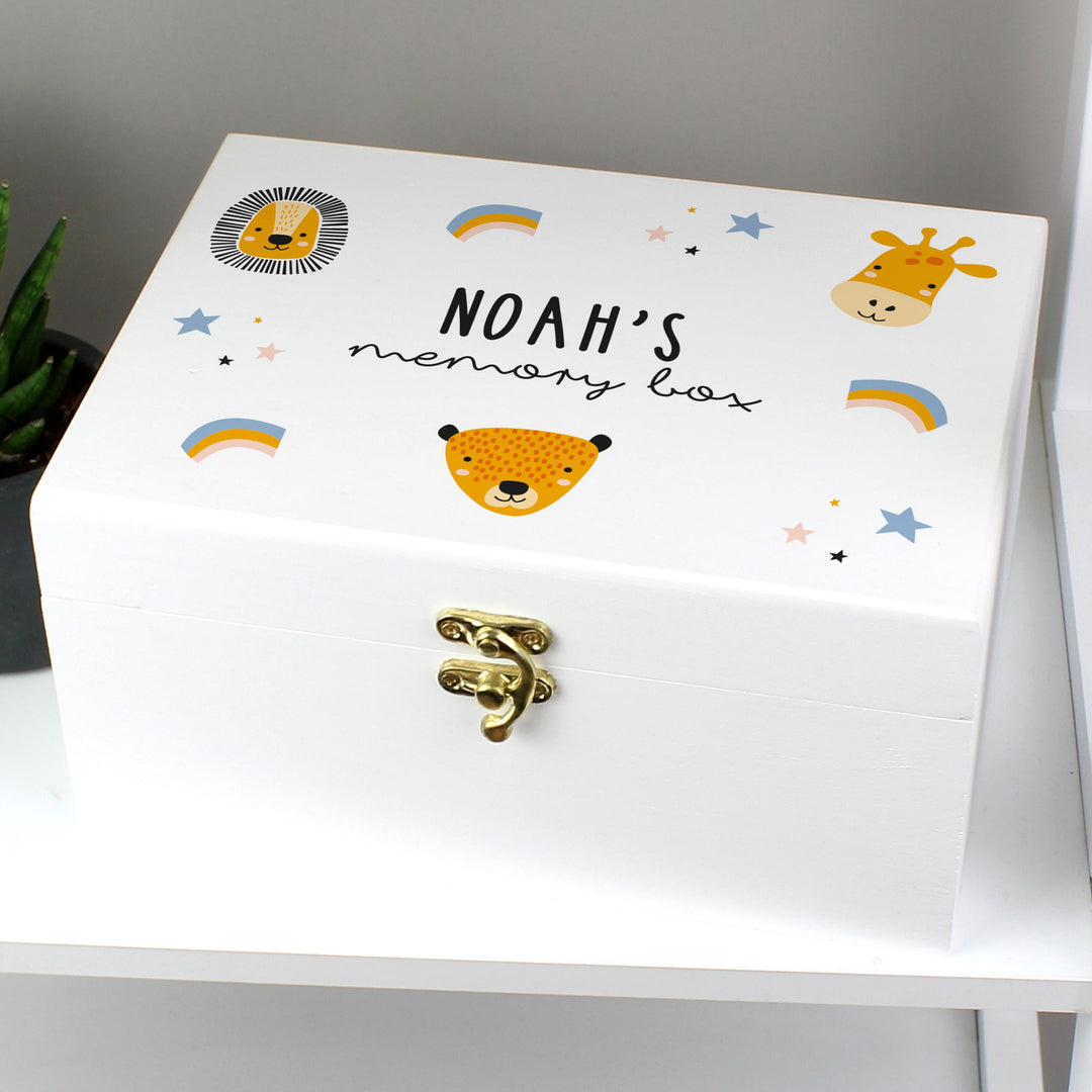 Personalised Zoo White Wooden Keepsake Box – alternative view