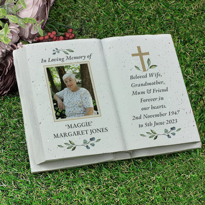 Personalised Memorial Cross Photo Upload Resin Book
