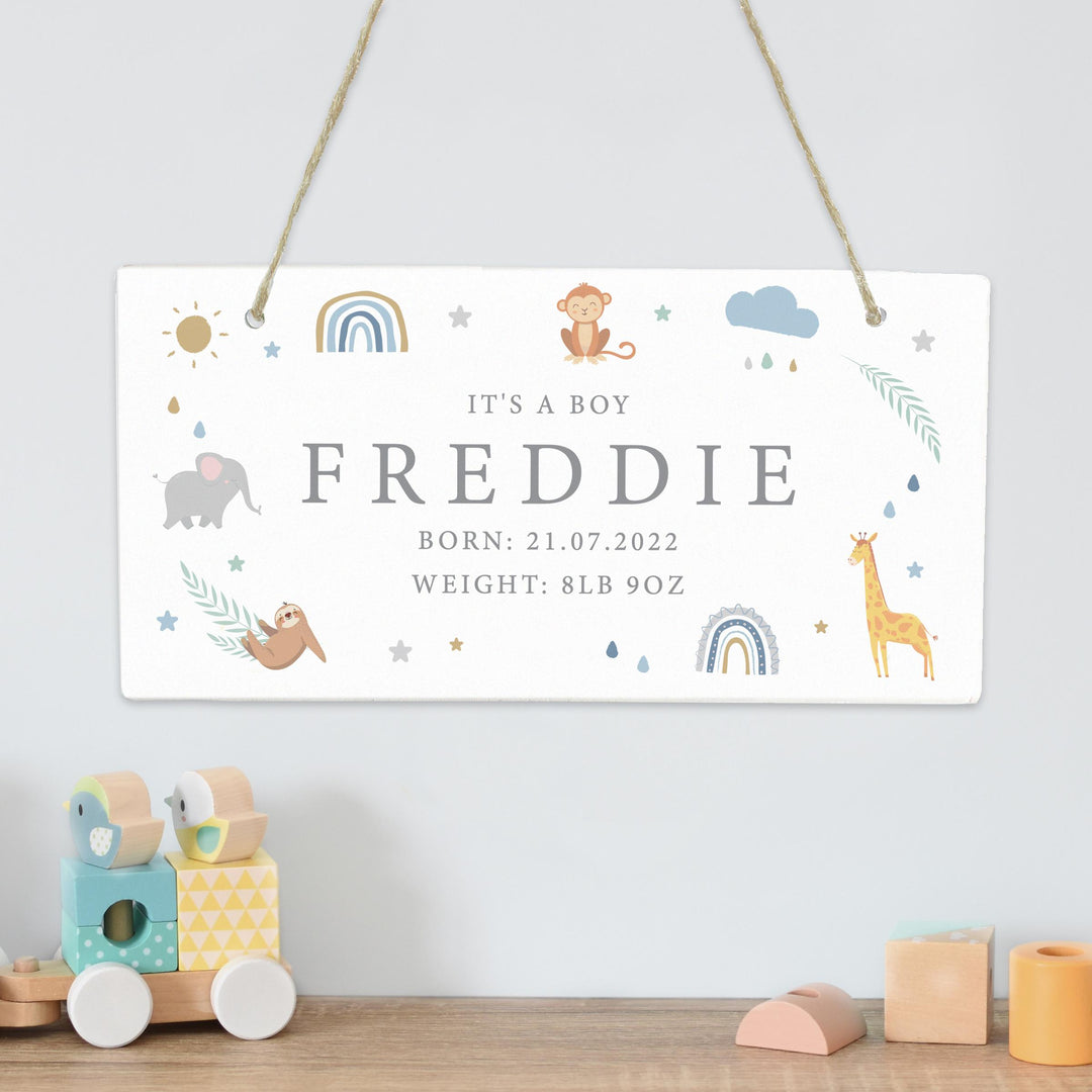 Personalised Safari Animals Wooden Sign – alternative view