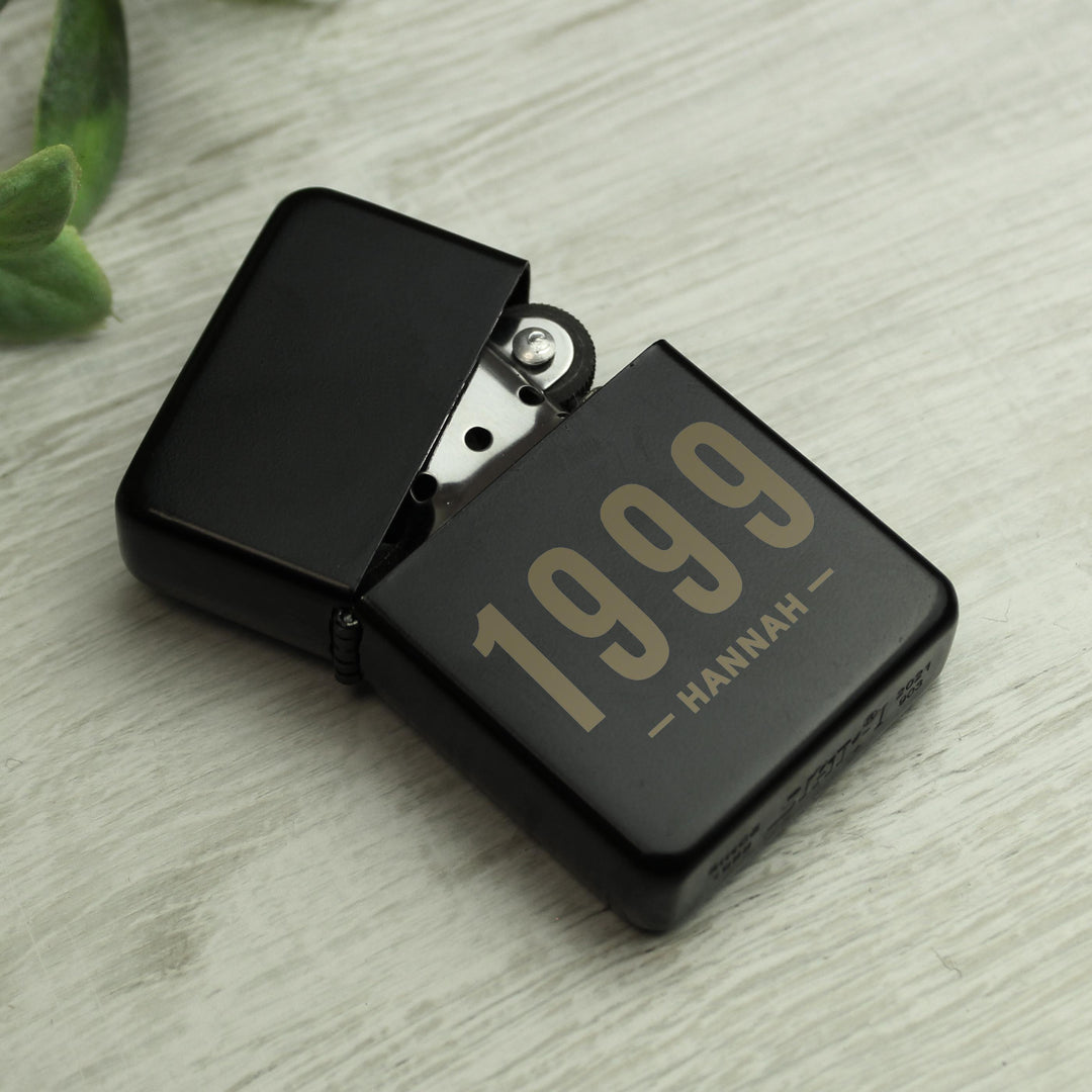 Personalised Date &amp; Name Black Lighter – alternative view