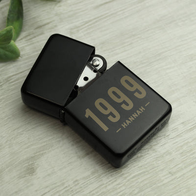 Personalised Date & Name Black Lighter