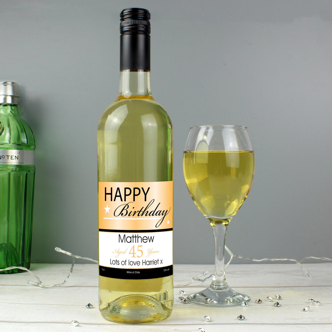 Personalised Happy Birthday White Wine, The Personal Shop, personalised gifts