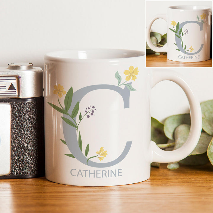 Personalised Floral Initial Mug – alternative view