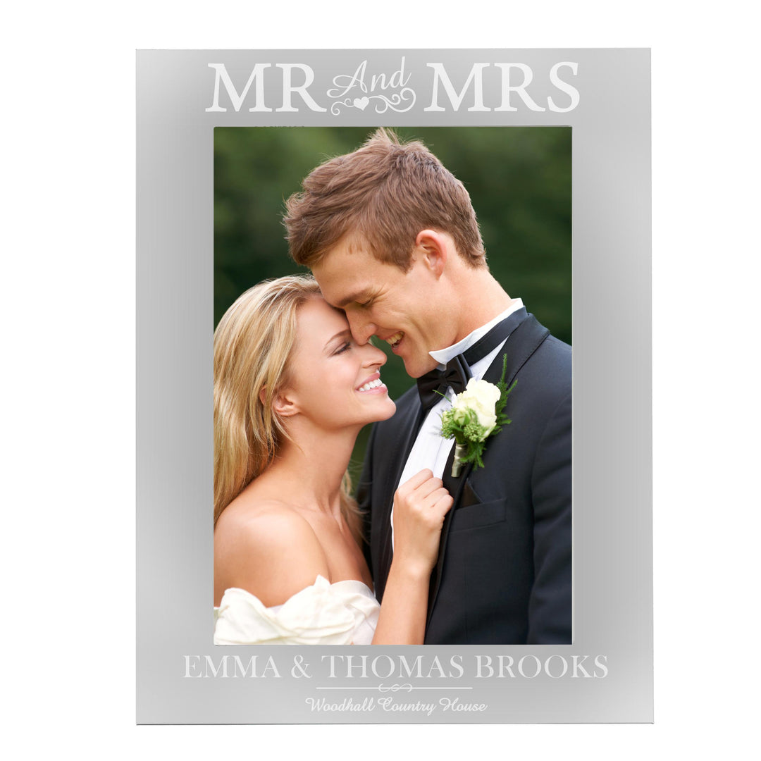Personalised Mr &amp; Mrs 5x7 Silver Photo Frame – alternative view