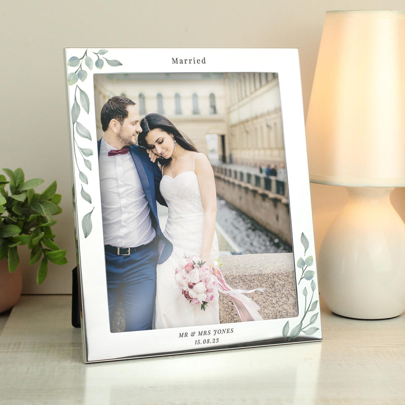 Personalised Botanical 10x8 Silver Photo Frame