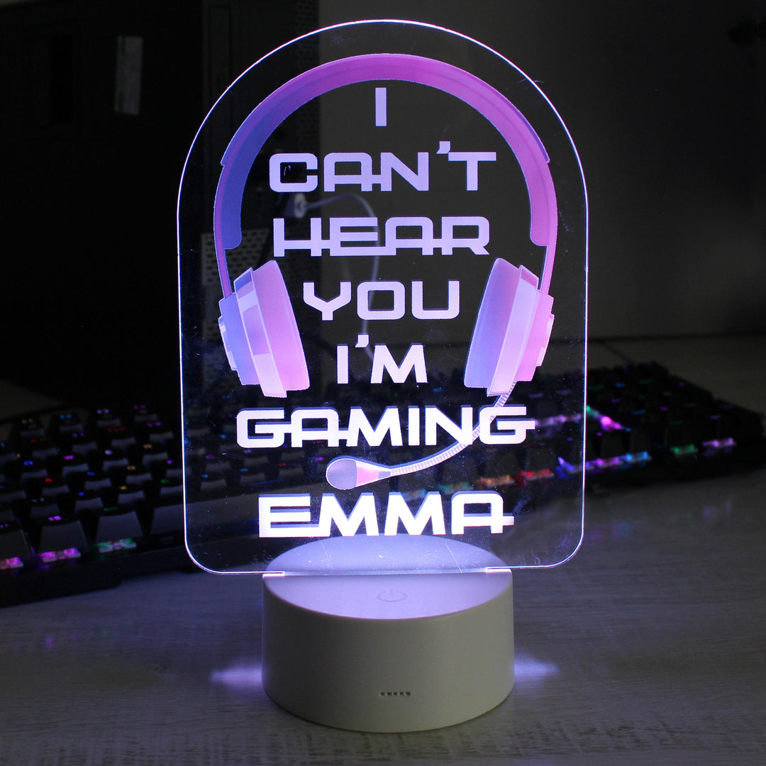Personalised Pink Gaming LED Colour Changing Night Light, The Personal Shop, personalised gifts