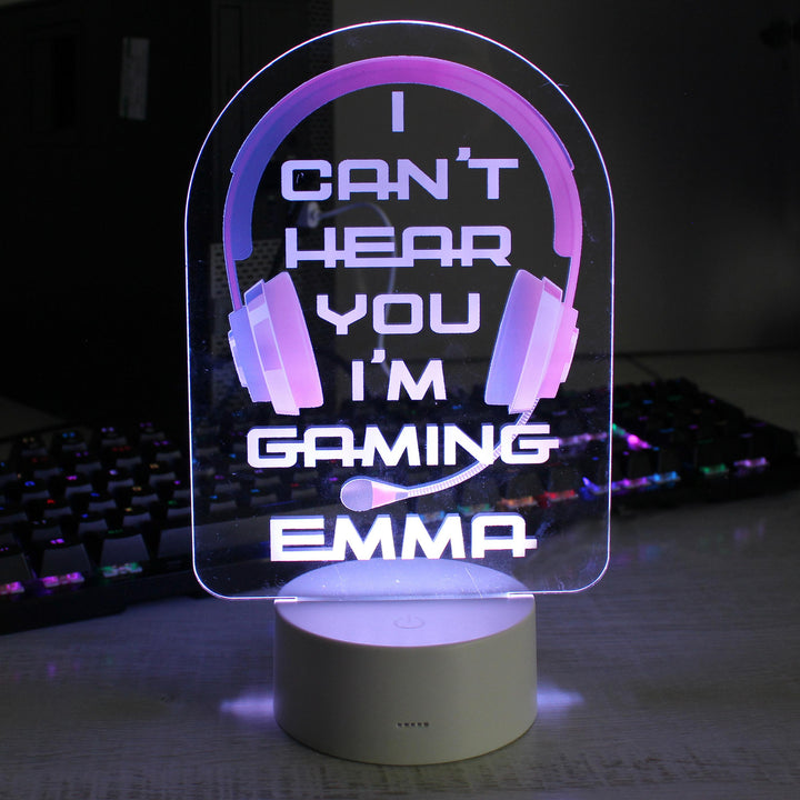 Personalised Pink Gaming LED Colour Changing Night Light, The Personal Shop, personalised gifts
