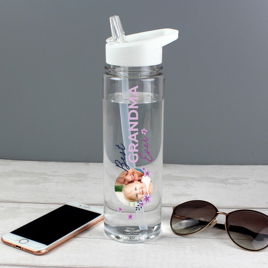 Personalised Floral Best Ever Photo Upload Water Bottle