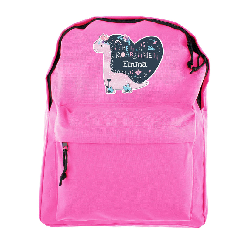 Personalised Dinosaur Pink Backpack