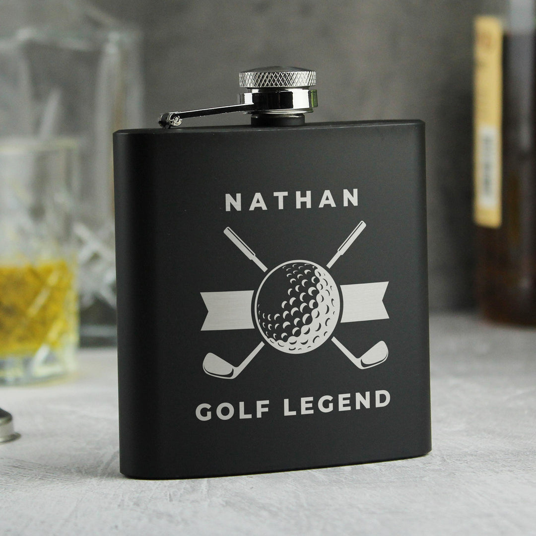 Personalised Golf Black Hip Flask – alternative view