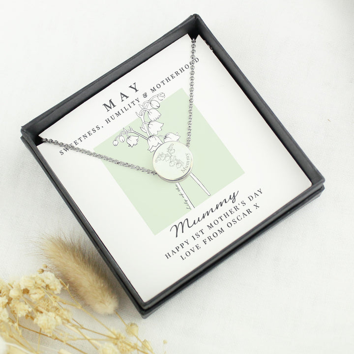 Personalised May Birth Flower Necklace and Box – alternative view