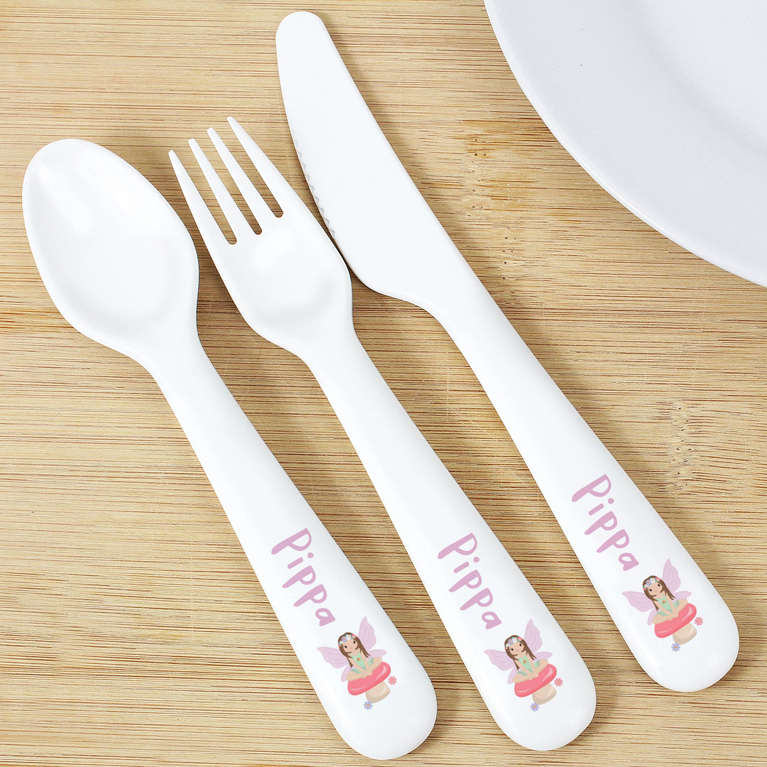 Personalised Toadstool Fairy Plastic Cutlery – alternative view