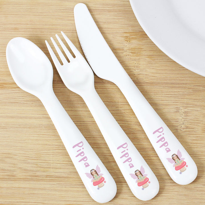 Personalised Toadstool Fairy Plastic Cutlery – alternative view