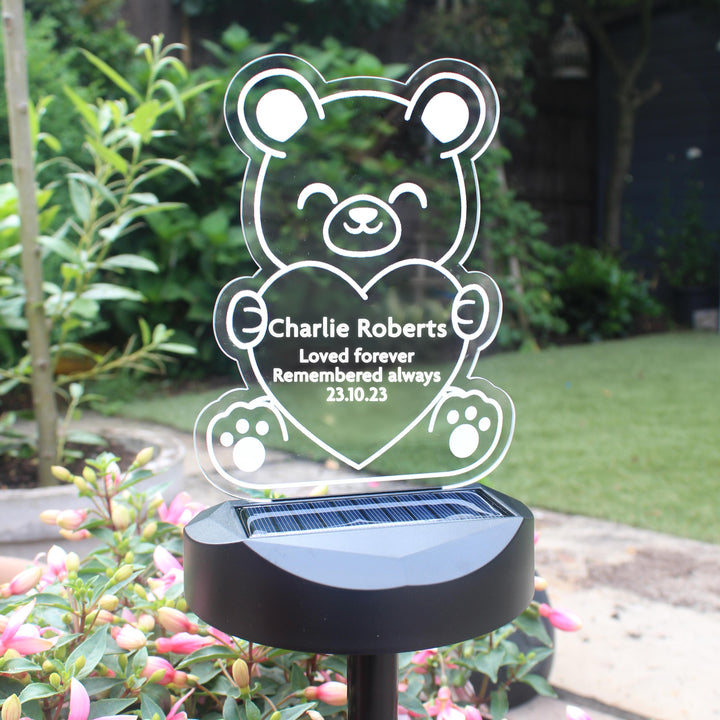 Personalised Bear Memorial Outdoor Solar Light – alternative view