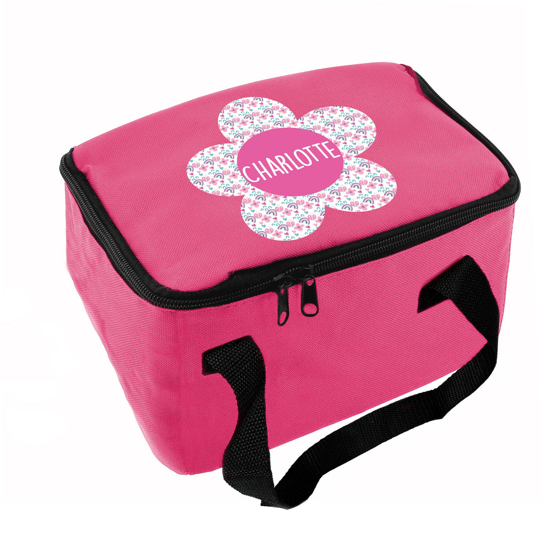 Personalised Flower Pink Lunch Bag – alternative view