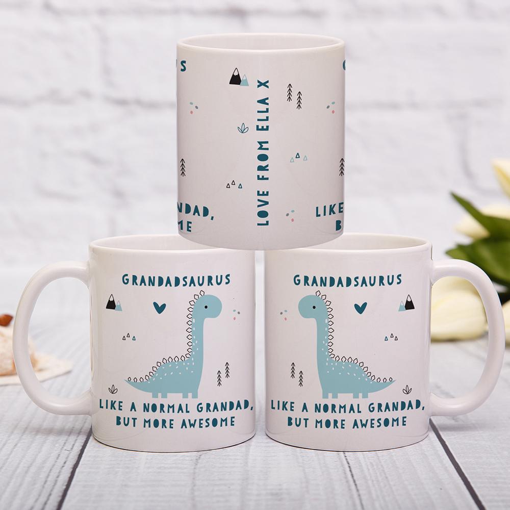 Personalised More Awesome Blue Dinosaur Mug