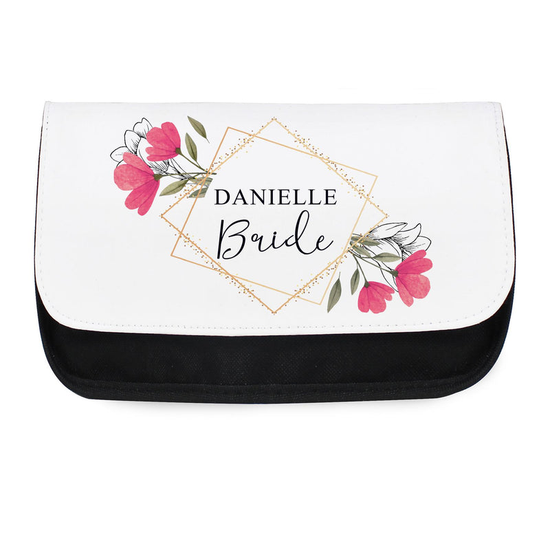 Personalised Pink Floral Make Up Bag