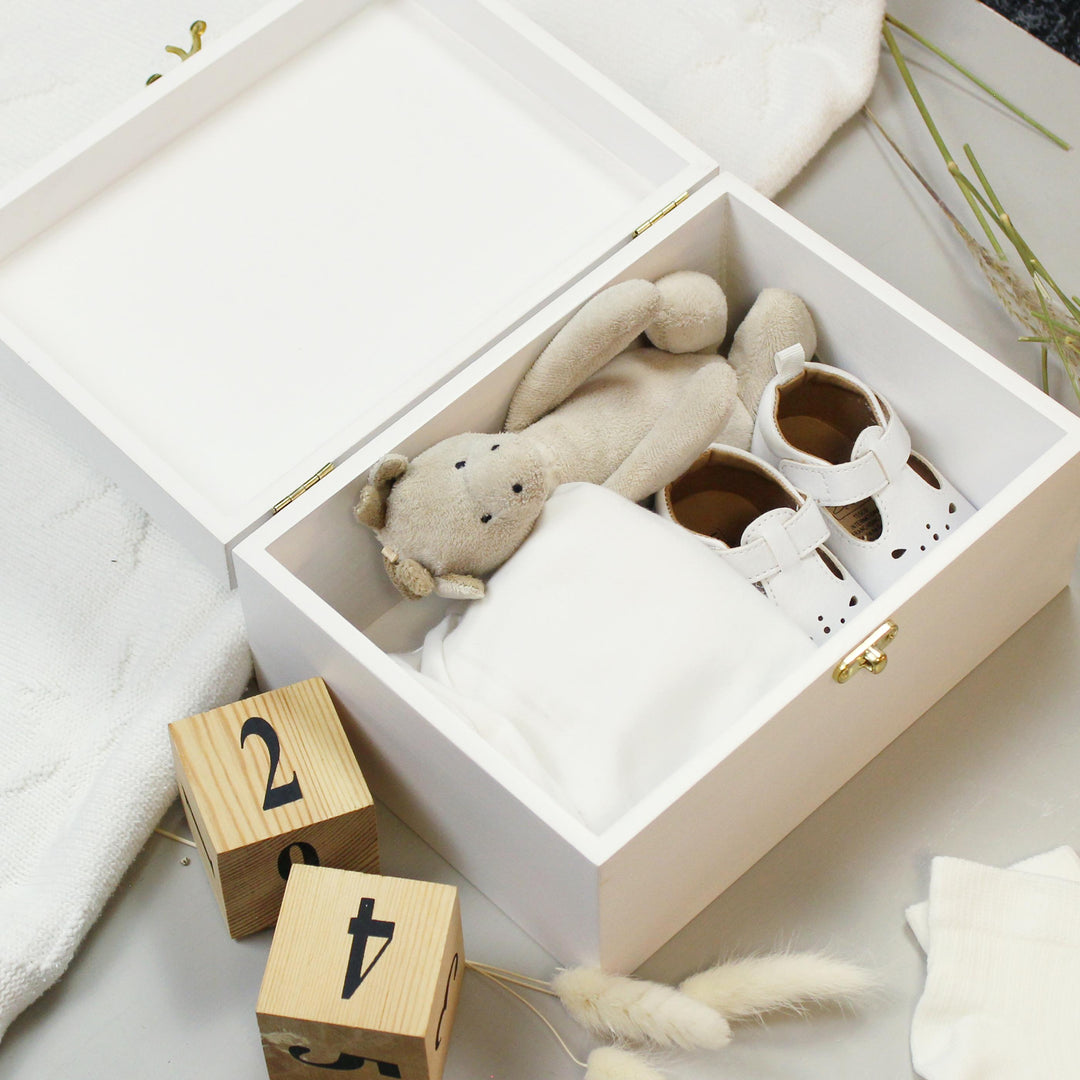 Personalised Safari Animals White Wooden Keepsake Box, The Personal Shop, personalised gifts