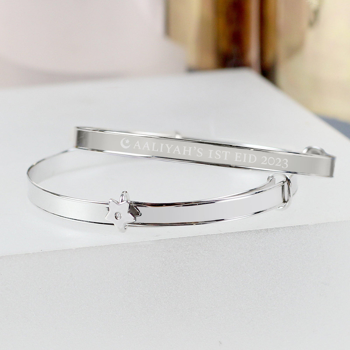 Personalised Eid Sterling Silver Childs Expanding Diamante Star Bracelet, The Personal Shop, personalised gifts