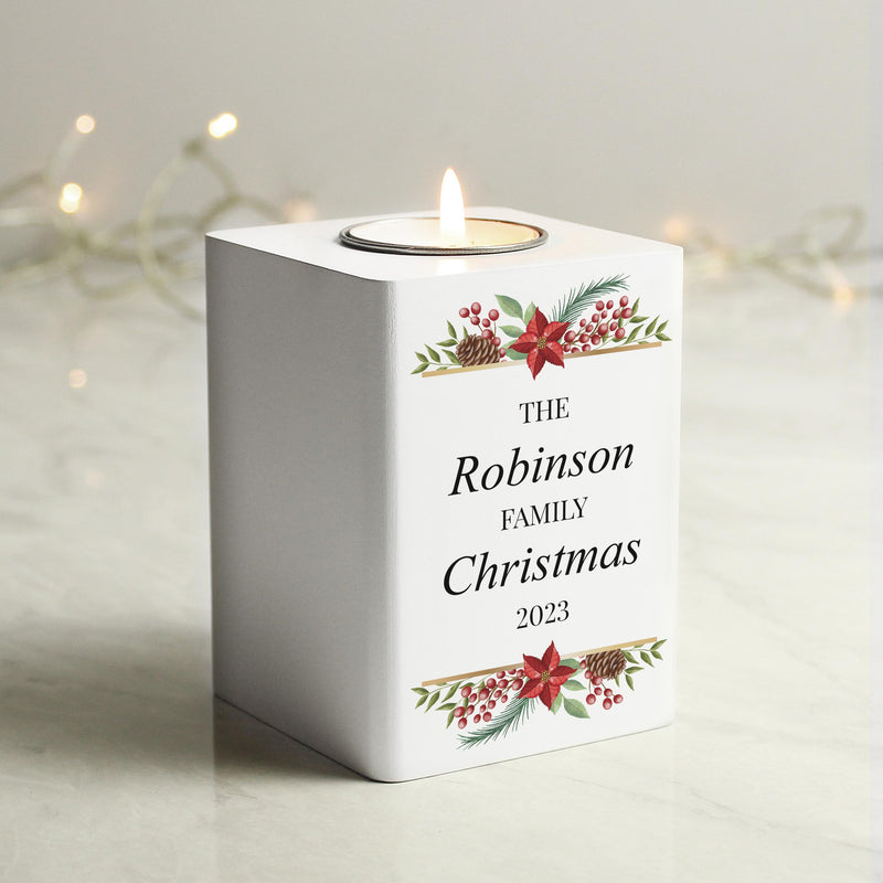 Personalised Christmas Wooden Tealight Holder