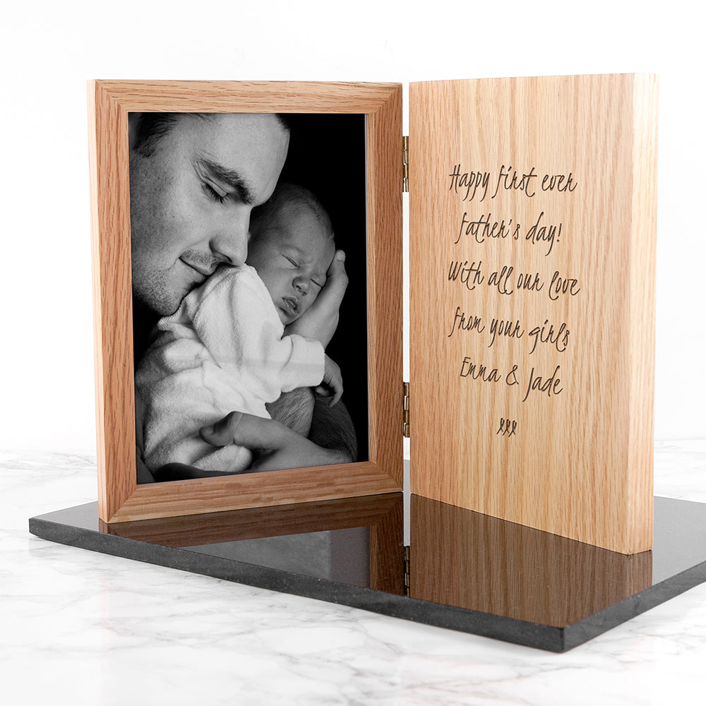Personalised Oak Book Photo Frame