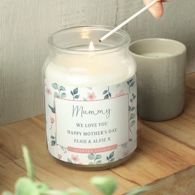 Personalised Floral Large Scented Jar Candle