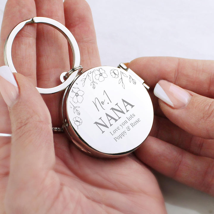 Personalised Floral Round Photo Frame Keyring, The Personal Shop, personalised gifts