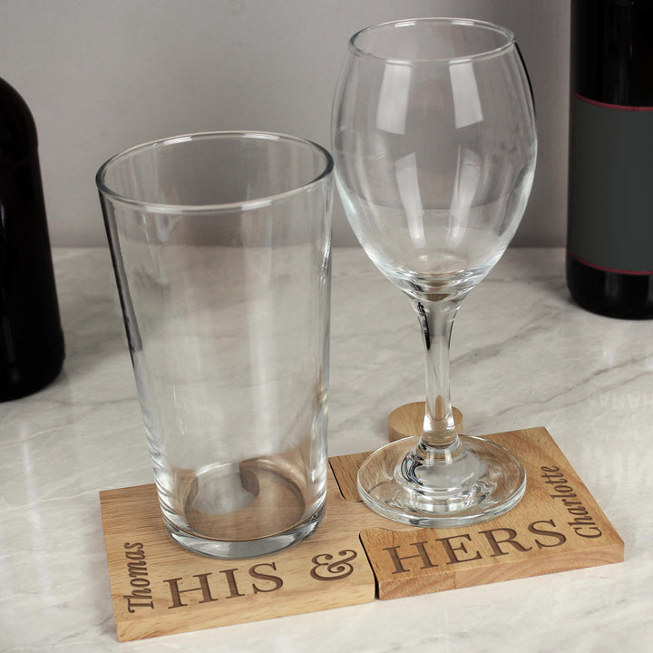 Personalised His &amp; Hers Jigsaw Coasters – alternative view