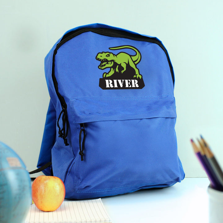Personalised Dinosaur Blue Backpack – alternative view
