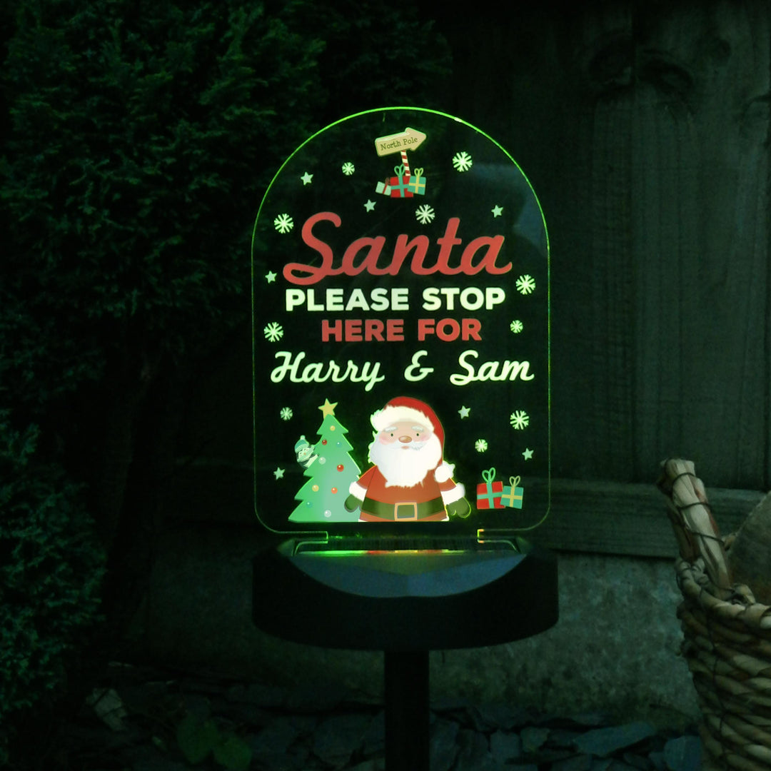 Personalised Santa Stop Here Outdoor Solar Light – alternative view