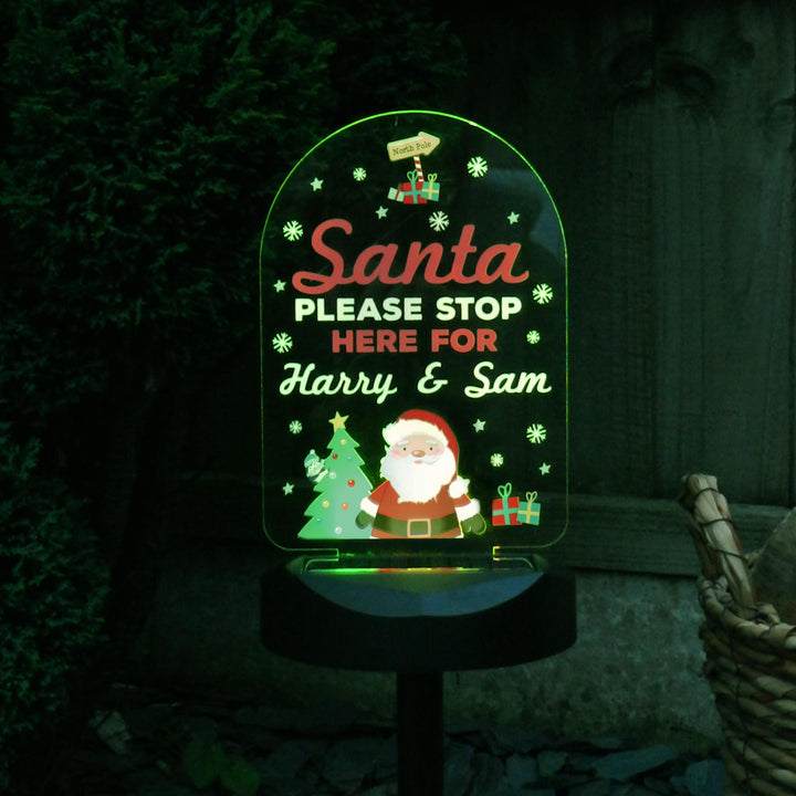 Personalised Santa Stop Here Outdoor Solar Light – alternative view