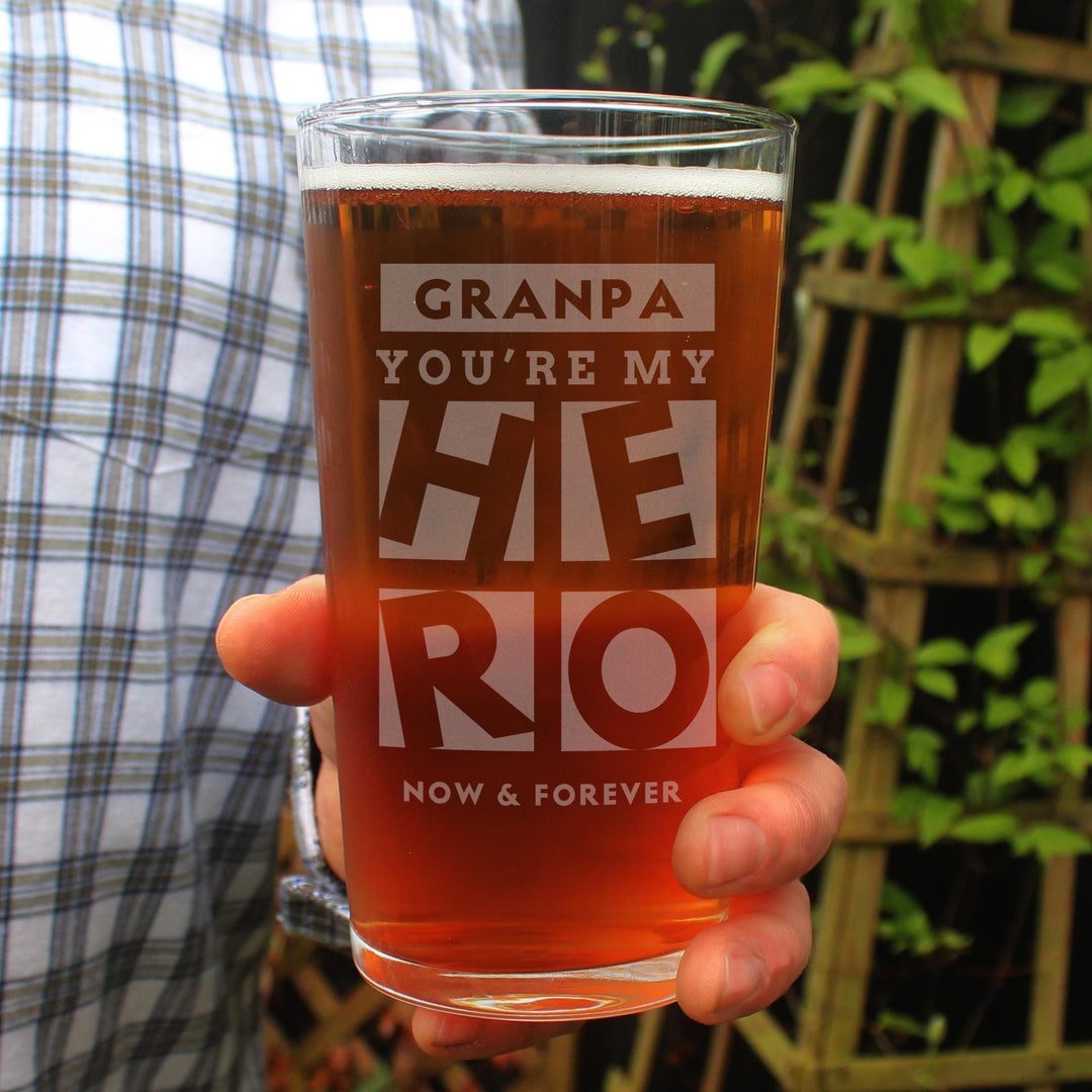 Personalised My Hero Pint Glass – alternative view
