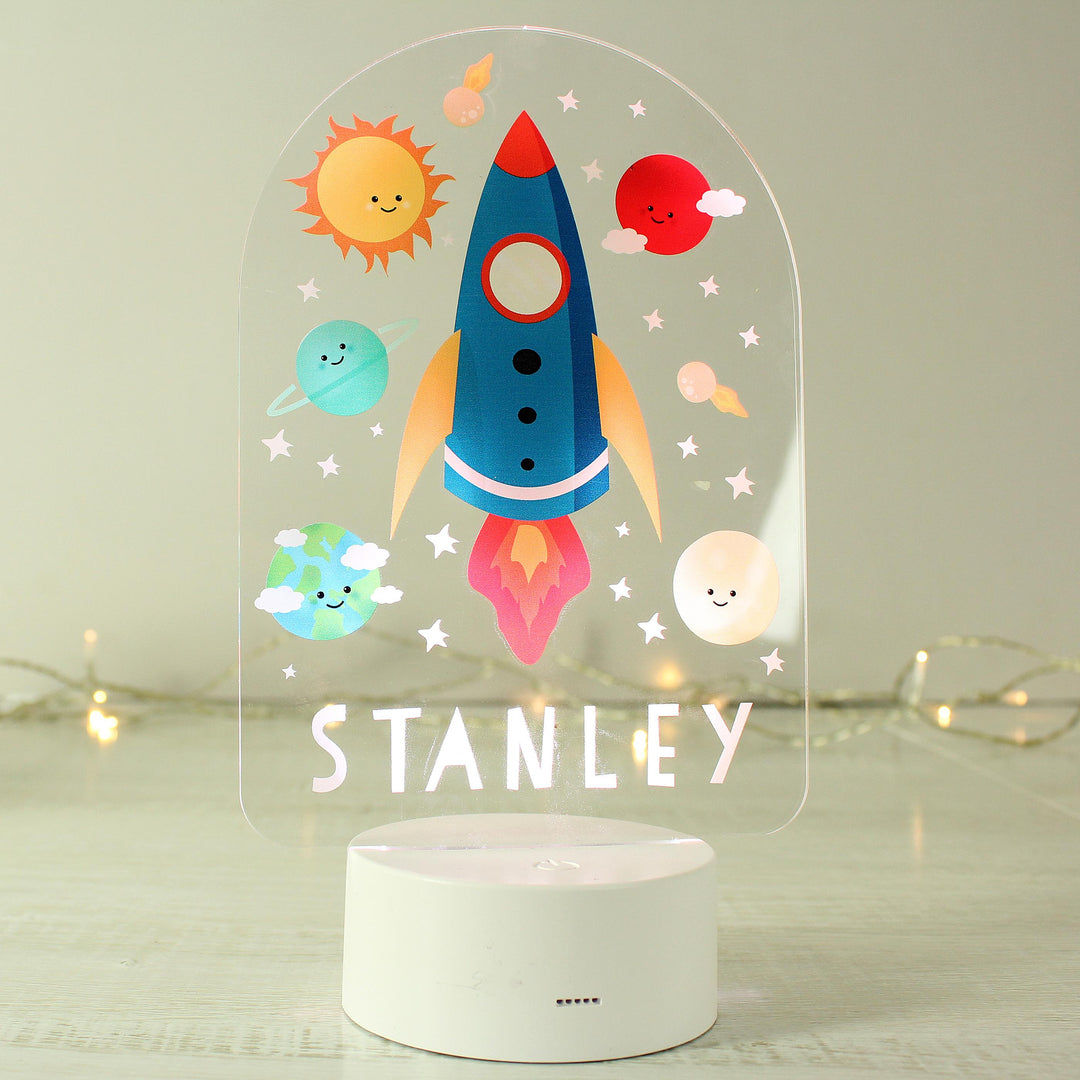 Personalised Space Rocket LED Colour Changing Night Light – alternative view
