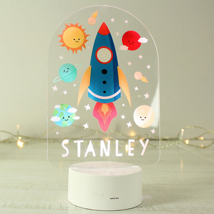 Personalised Space Rocket LED Colour Changing Night Light – alternative view