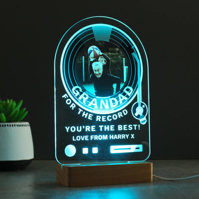 Personalised Record Photo Upload Wooden Based LED Light