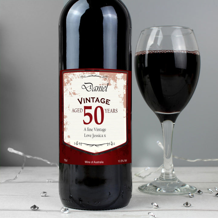 Personalised Red Wine Vintage Age Label – alternative view