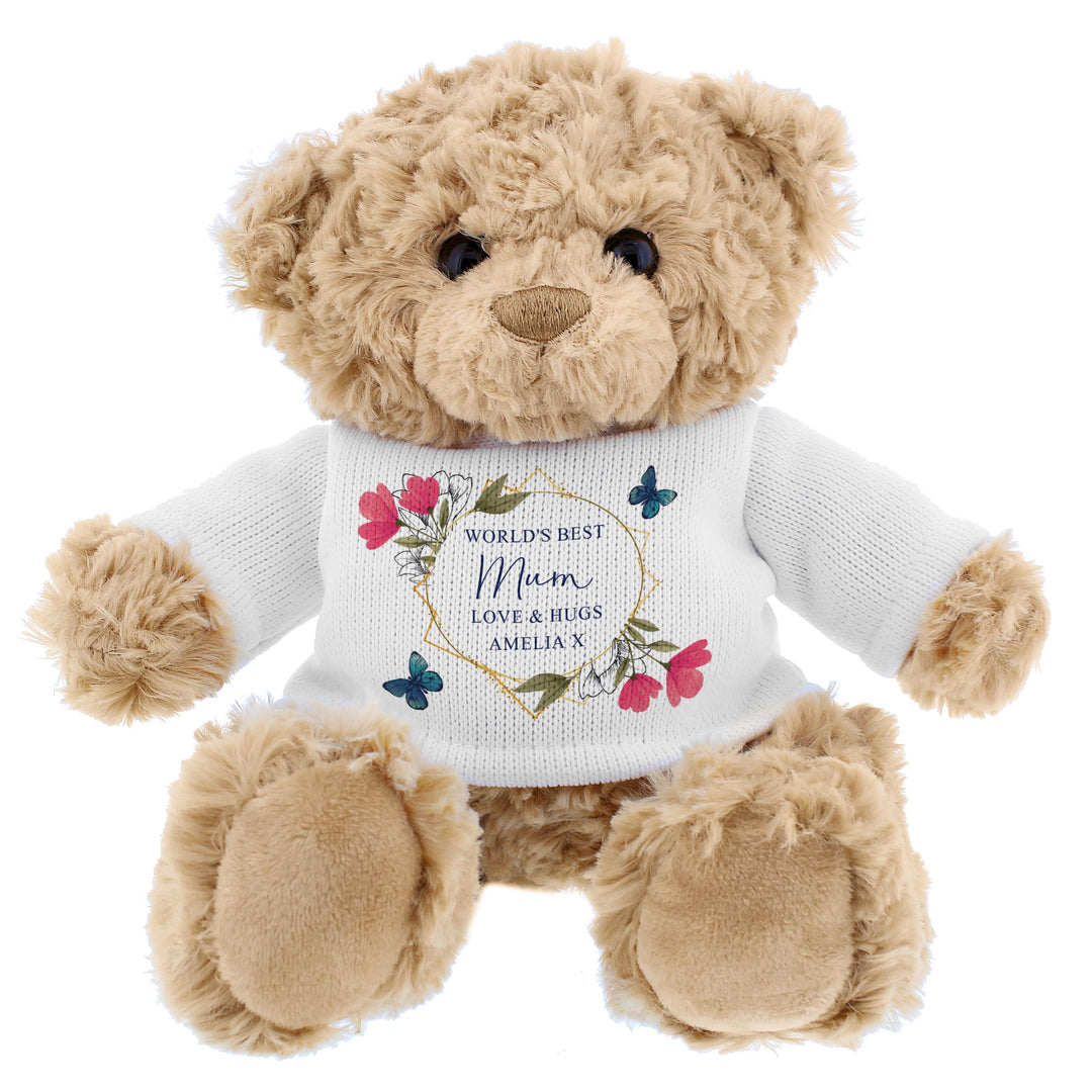 Personalised Geometric Floral Teddy Bear - alternative view