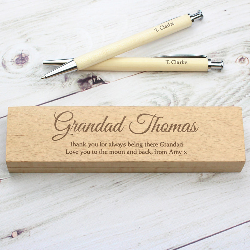 Personalised Any Message Wooden Pen & Pencil Box Set