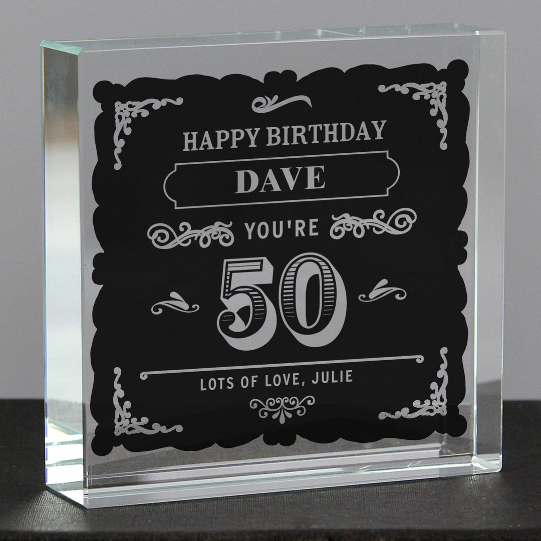 Personalised Birthday Vintage Typography Crystal Token, The Personal Shop, personalised gifts