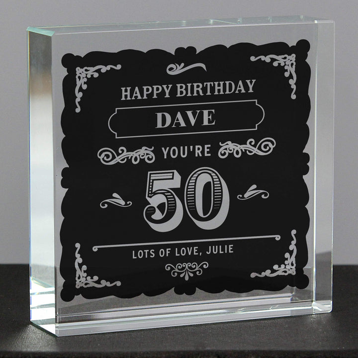 Personalised Birthday Vintage Typography Crystal Token, The Personal Shop, personalised gifts