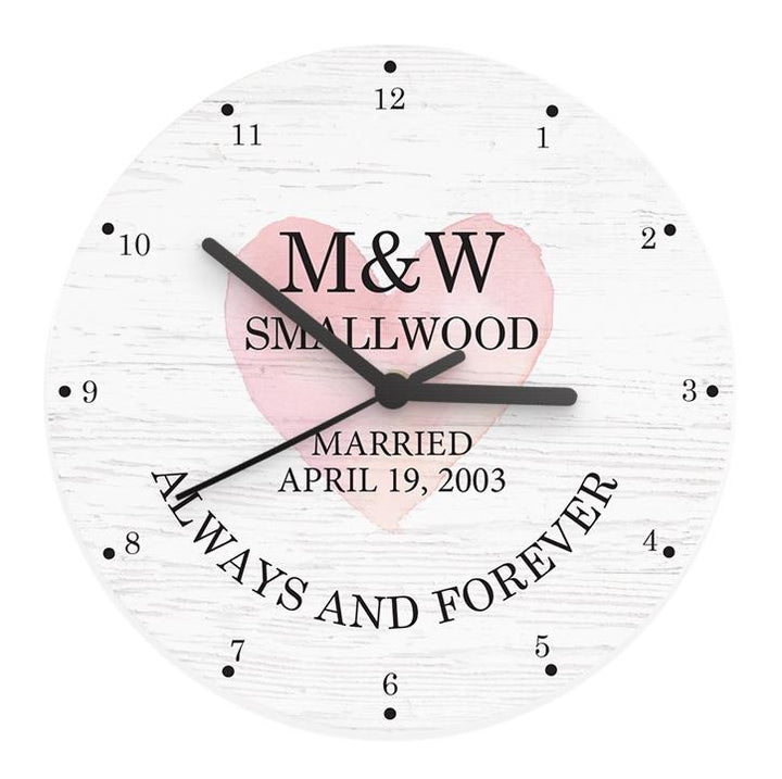 Personalised Couples Wooden Clock – alternative view