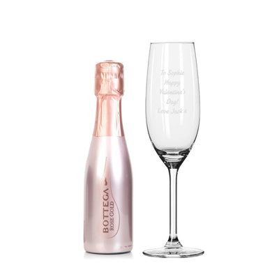 Personalised Flute & Mini Rose Bottega Prosecco Set