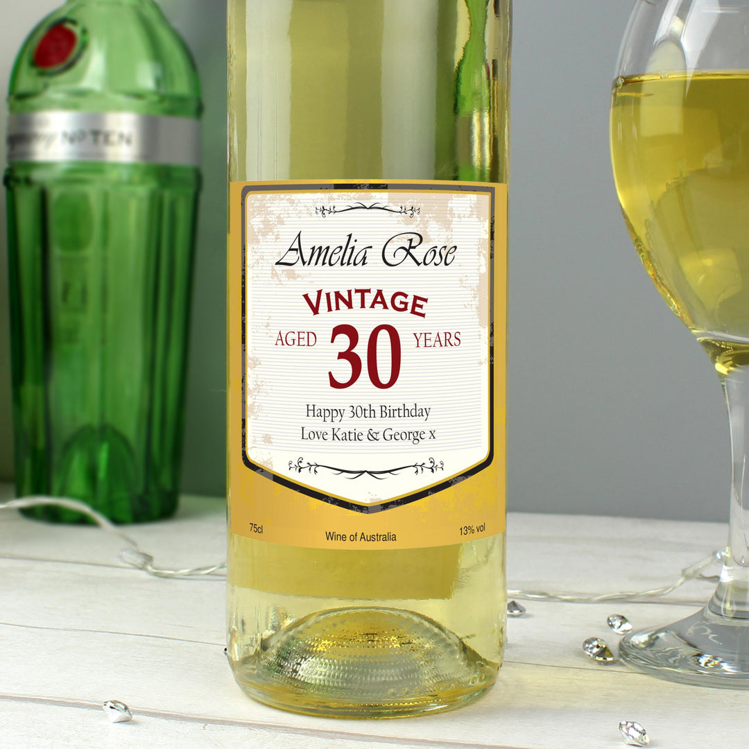 Personalised White Wine Vintage Age Label, The Personal Shop, personalised gifts