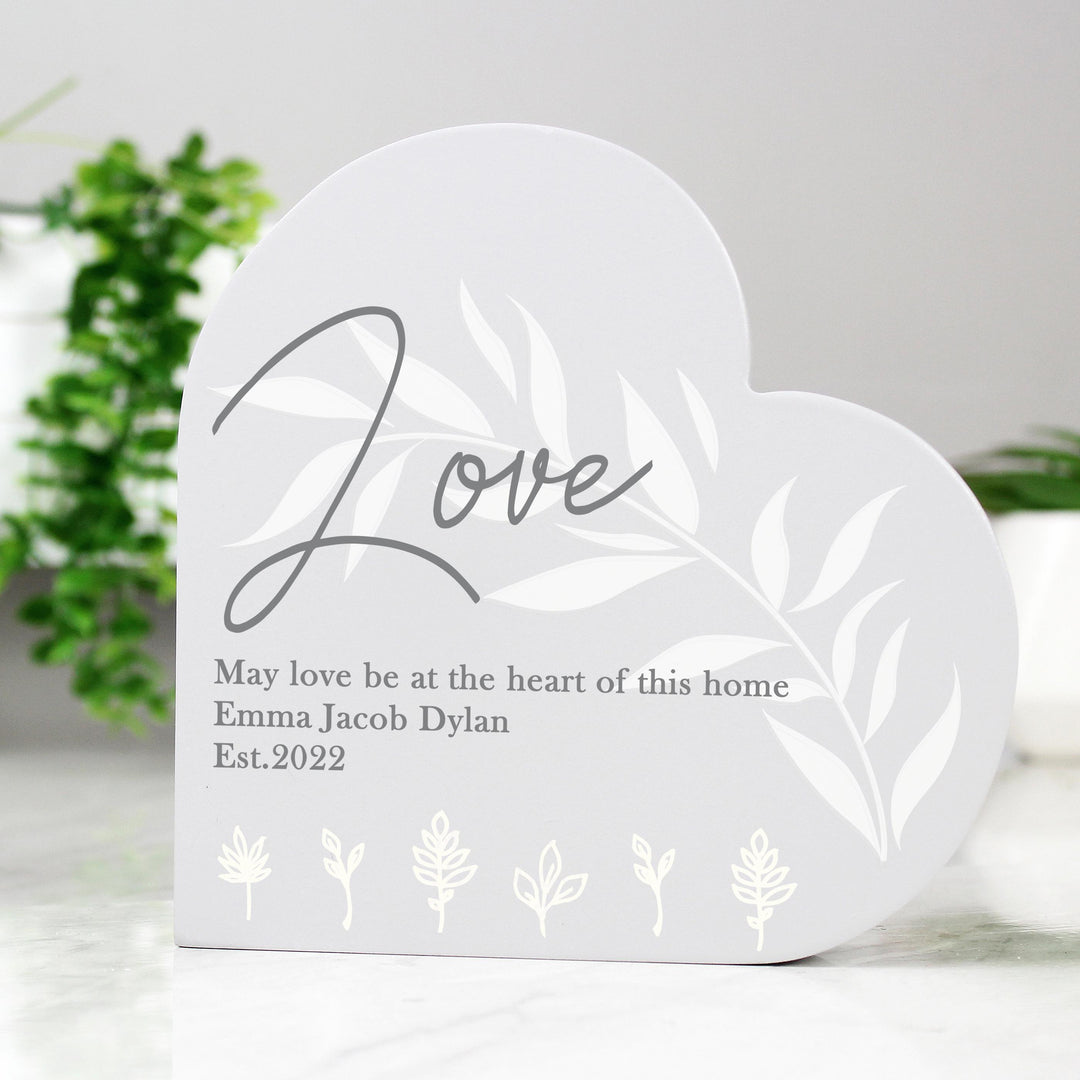 Personalised Leaf Decor Free Standing Heart Ornament – alternative view
