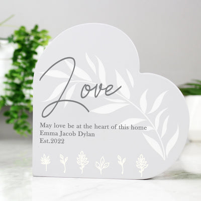 Personalised Leaf Decor Free Standing Heart Ornament